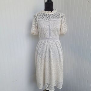 Monteau White Puff Sleeve Midi Sundress